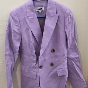 Reiss Hollie Lilac Purple Double Breasted Linen Blazer - Size 2